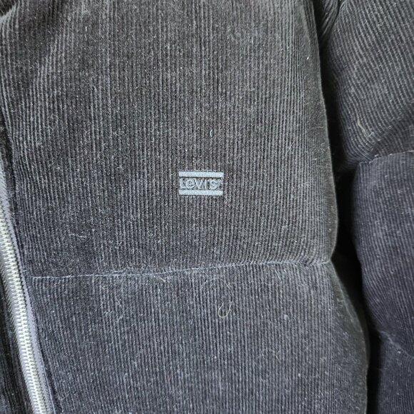 Levi Strauss Winter Jacket Women's XL Black Corduroy Puffer Coat Full Zip - Picture 10 of 12